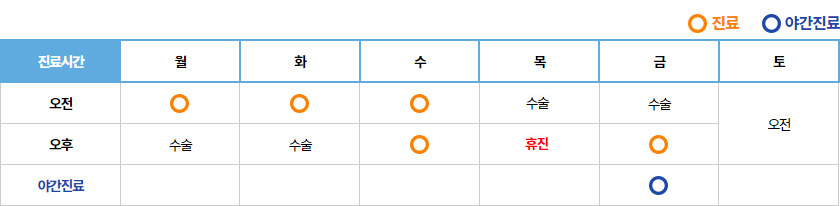 진료시간표 김우석